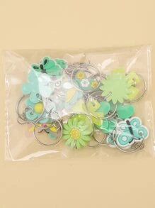 16入組女士花和蝴蝶墜飾時尚鑰匙圈適用於日常生活 - 彩色 - 查看 6