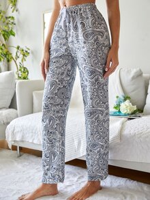 RueChic Paisley Print Tie Front Sleep Trousers - Multicolor - View 4