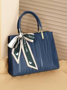 絲巾裝飾方包時尚 - 藍色 - 查看 2