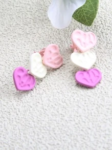 2入組/套愛心裝飾耳夾 - 彩色 - 查看 2