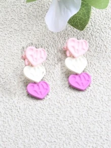 2入組/套愛心裝飾耳夾 - 彩色 - 查看 5
