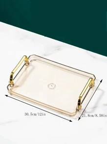 1 pieza Bandeja transparente para el baño, Bandeja de almacenamiento de cosméticos, Organizador para tocador y escritorio, Portabotellas, Organizador de tazas de té, Apto para perfume, cuidado de la piel, tazas, herramientas de belleza, decoración del hogar, decoración de la habitación, accesorios de baño, regalo de Navidad - Dorado - Ver 2