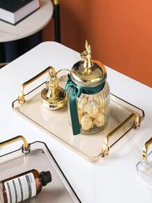 1 pieza Bandeja transparente para el baño, Bandeja de almacenamiento de cosméticos, Organizador para tocador y escritorio, Portabotellas, Organizador de tazas de té, Apto para perfume, cuidado de la piel, tazas, herramientas de belleza, decoración del hogar, decoración de la habitación, accesorios de baño, regalo de Navidad - Dorado - Ver 9