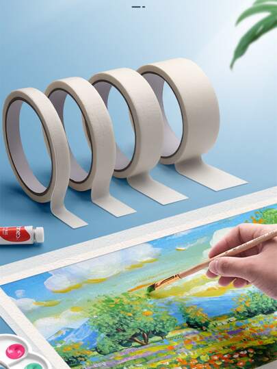 1roll Solid Color Adhesive Tape, Simple Portable Art Tape For Painting Back To School
