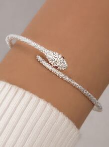 imoli 1只歐美風格基本款雙頭開口蛇形手鐲，適用於女性，約會禮物