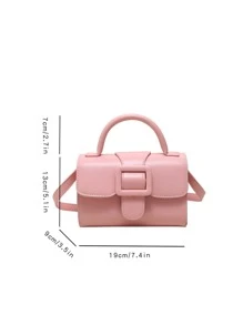 Đúng mốt & Tối giản Clasp Khép kín Màu thuần Mini Túi đeo vai Đối với Đường phố Mua sắm - Hồng - Xem 3