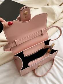 Đúng mốt & Tối giản Clasp Khép kín Màu thuần Mini Túi đeo vai Đối với Đường phố Mua sắm - Hồng - Xem 7