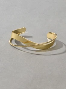 交叉開口手鐲 - 金黃色 - 查看 1