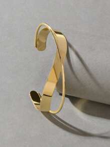 交叉開口手鐲 - 金黃色 - 查看 2