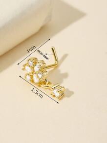 A吊墜帶A菱形金色鼻釘 - 金黃色 - 查看 3