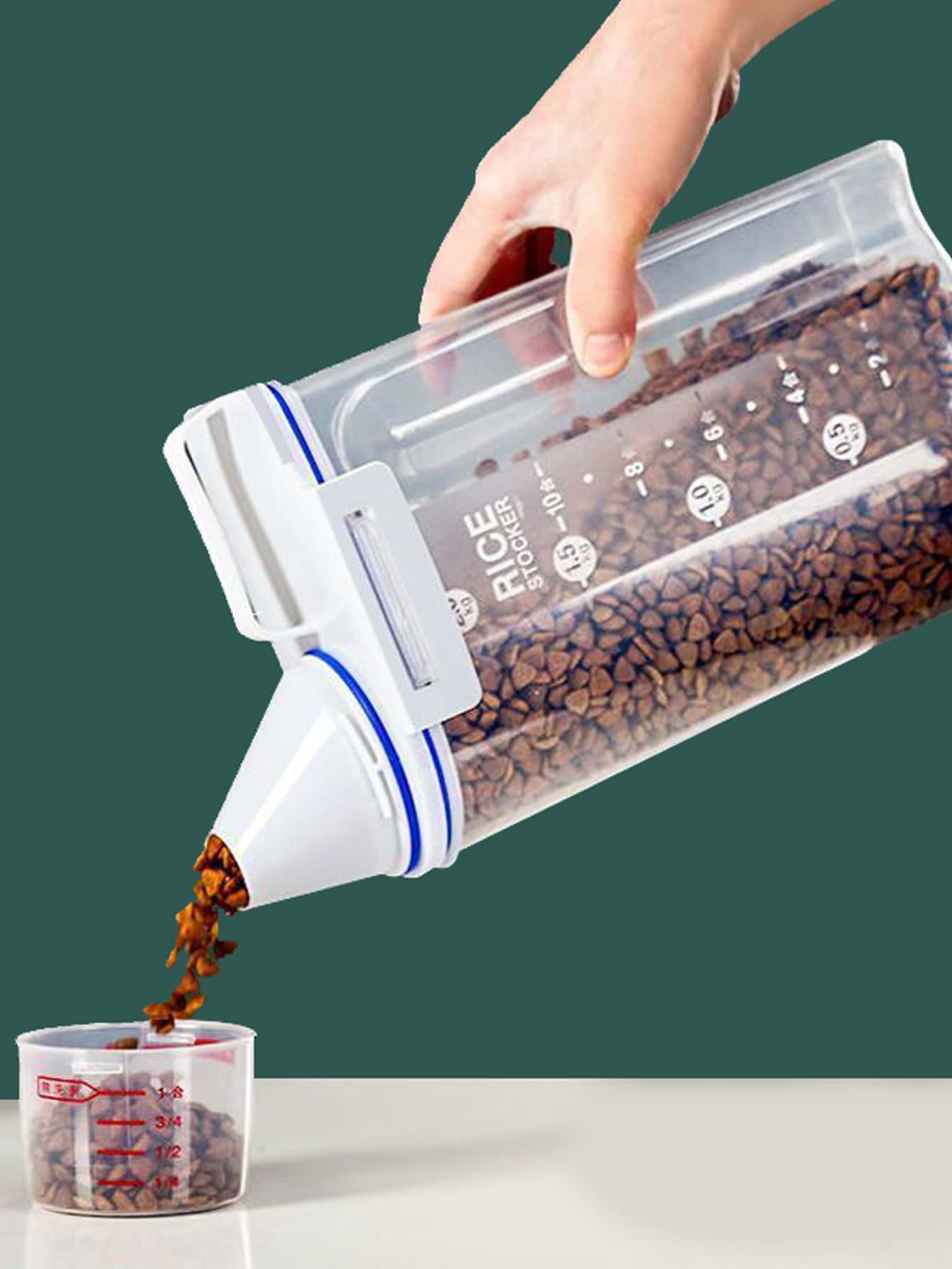 1入組透明寵物食品儲存容器適用於貓和狗食物餵養 - 白色 - 查看 1
