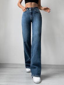 RueChic Slant Pocket Wide Leg Jeans - Dark Wash - View 5