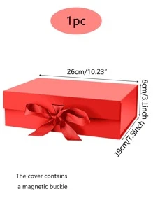 1pc-Red Gift Box With Lid,Collapsible Groomsmen Proposal Box With Magnetic,Gift Boxes For Presents,Wedding,Birthday - Red - View 3