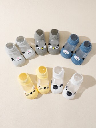 5雙嬰兒卡通圖案襪子
