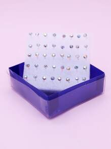40 chiếc khuyên tai đính đá rhinestone - Nhiều màu - Xem 1