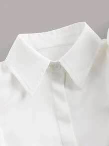 Aveloria Rosie 夸张荷叶边饰边纽扣前衬衫可爱有趣的衬衫 - 白色 - 查看 3