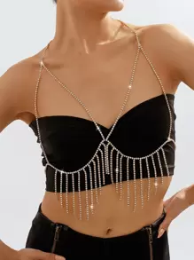 rhinestone tua tôn tạo chuỗi cơ thể - Vàng - Xem 1