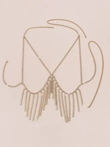 rhinestone tua tôn tạo chuỗi cơ thể - Vàng - Xem 2