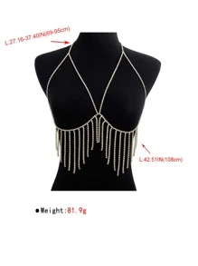 rhinestone tua tôn tạo chuỗi cơ thể - Vàng - Xem 3