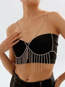 rhinestone tua tôn tạo chuỗi cơ thể - Vàng - Xem 4