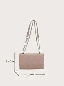 Bolsa cuadrada pequeño guateado con cadena con tira - Caqui - Ver 8