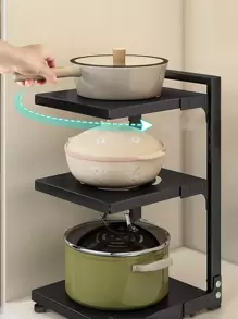 1入組廚房收納簡約風黑色多功能碗鍋收納支架 - 黑色 - 查看 3