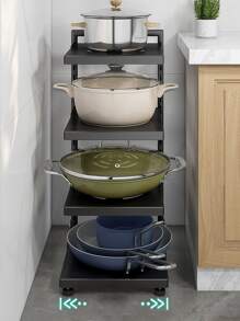 1入組廚房收納簡約風黑色多功能碗鍋收納支架 - 黑色 - 查看 5