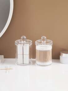 棉签、圆垫、牙线棒收纳盒 - 透明塑料罐，适用于浴室收纳整理、梳妆台化妆品收纳包、房间装饰、化妆包、旅行用品、收纳盒、旅行必备、化妆品收纳盒、化妆包、洗漱包、桌面收纳盒、化妆包、化妆袋、化妆品收纳盒、梳妆台配件、化妆袋、化妆包、首饰盒、化妆刷收纳盒、化妆刷架、香水收纳盒、化妆包、女士礼物、圣诞礼物、女士礼物创意、房间装饰 - 無色 - 查看 2