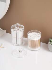 棉签、圆垫、牙线棒收纳盒 - 透明塑料罐，适用于浴室收纳整理、梳妆台化妆品收纳包、房间装饰、化妆包、旅行用品、收纳盒、旅行必备、化妆品收纳盒、化妆包、洗漱包、桌面收纳盒、化妆包、化妆袋、化妆品收纳盒、梳妆台配件、化妆袋、化妆包、首饰盒、化妆刷收纳盒、化妆刷架、香水收纳盒、化妆包、女士礼物、圣诞礼物、女士礼物创意、房间装饰 - 無色 - 查看 3