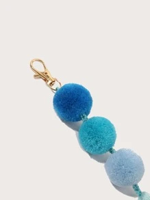 Móc chìa khóa mặt dây chuyền thủ công hình quả bóng lông màu xanh lam cho túi chìa khóa đồ trang trí cây thông Cơ đốc giáo móc chìa khóa dây đeo chìa khóa đồ dùng học tập quà tặng cho giáo viên trở lại trường phụ kiện móc chìa khóa sang trọng - màu xanh lá - Xem 3