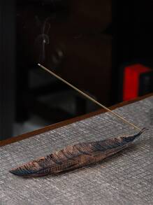 1 件金属长叶香座/香炉，金色、银色、青铜色、绿色，适合斋月