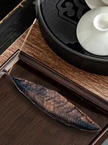 1 件金属长叶香座/香炉，金色、银色、青铜色、绿色，适合斋月