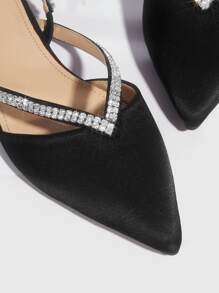 CUCCOO CHICEST Zapatos de mujer de punta estrecha con decoración de pedrería y correa trasera, zapatos planos negros para exteriores livianos para primavera y verano, elegantes y en oferta para las vacaciones de verano. - Negro - Ver 3