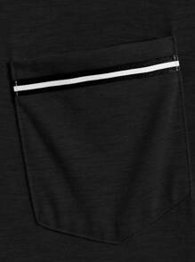 GENTILAND 男士口袋貼布T恤 - 黑色 - 查看 4