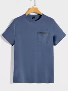 Manfinity ModaGents Hombres Camiseta con parche de bolsillo