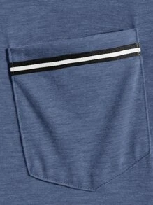 Manfinity ModaGents Hombres Camiseta con parche de bolsillo