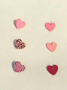 3 đôi bông tai trái tim - Nhiều màu - Xem 2