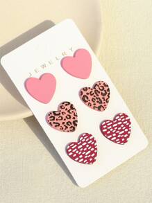 3 đôi bông tai trái tim - Nhiều màu - Xem 4