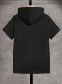 Manfinity Men Cartoon & Letter Graphic Drawstring Hoodie - Black - View 2