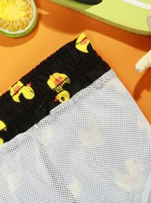 Manfinity Swimmode Men Duck Print Drawstring Waist Swim Trunks