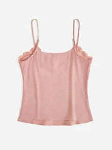 SHEIN Frenchy Contrast Guipure Lace Cami Top - Dusty Pink - View 2