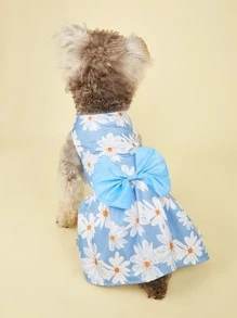 1 váy in hoa cho thú cưng cho mèo và chó cho mùa xuân và mùa hè - Màu xanh lam - Xem 1