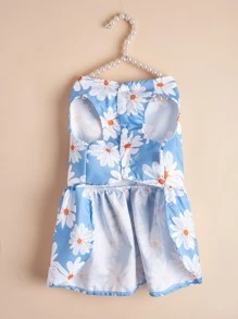 1 váy in hoa cho thú cưng cho mèo và chó cho mùa xuân và mùa hè - Màu xanh lam - Xem 2