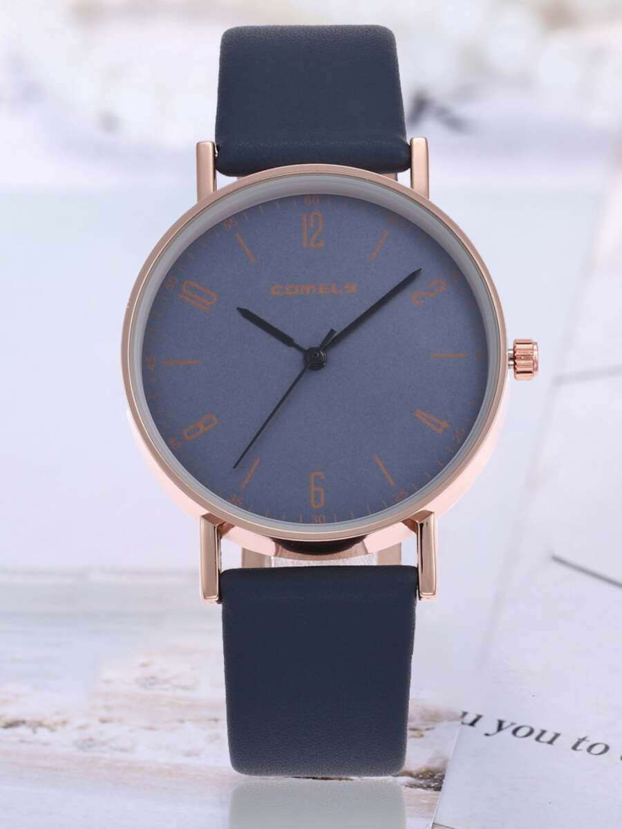 Đồng hồ thạch anh con trỏ tròn tối giản - Màu xanh hải quân - Xem 1