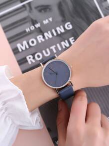 Đồng hồ thạch anh con trỏ tròn tối giản - Màu xanh hải quân - Xem 2