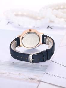 Đồng hồ thạch anh con trỏ tròn tối giản - Màu xanh hải quân - Xem 3