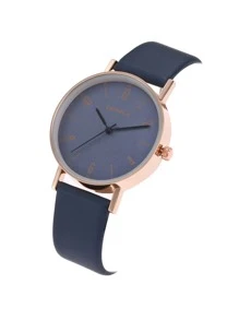 Đồng hồ thạch anh con trỏ tròn tối giản - Màu xanh hải quân - Xem 4