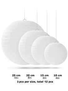 12pcs Plain Paper Lantern - White - View 4