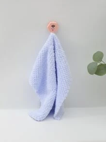 1pc Blue Face Towel, Minimalist Polyester Facial Cleaning Cloth For Bathroom - Blue - View 3