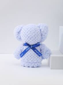 1pc Blue Face Towel, Minimalist Polyester Facial Cleaning Cloth For Bathroom - Blue - View 4